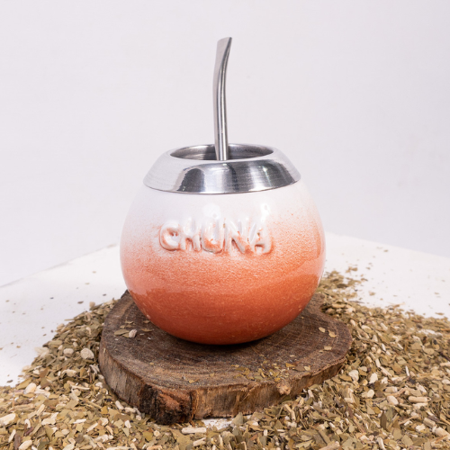 MATE AURORA CERAMICA Y ACERO BRUMA NARANJA CHUNA